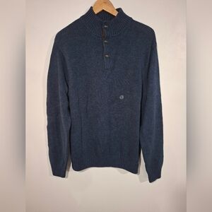 Chaps Men's L Sweater With Elbow Patches Blue. 100% Cotton NWT